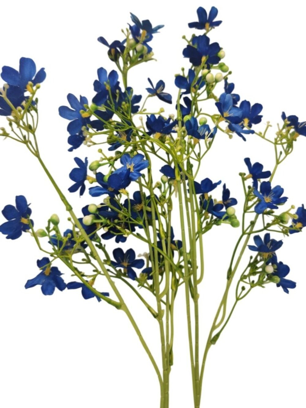 Cobalt Blue Dogwood Stems Faux Wax Flower Blue Floral Bold Decor Vase Filler 24 - Picture 10 of 12